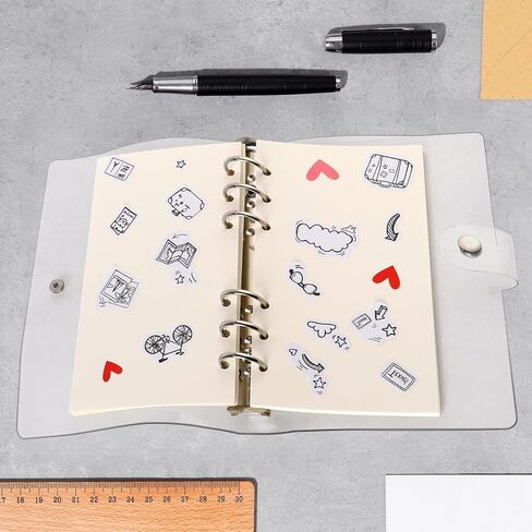2PCS Clear A6 PVC Binder 6 Ring Transparent Soft PVC Budget Binder Refillable Planner Binder Cover Protector Snap Button Closure A6 Notebook Binder in Saudi Arabia