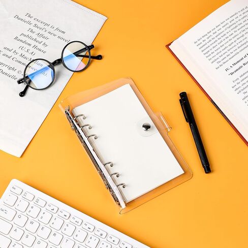 2PCS Clear A6 PVC Binder 6 Ring Transparent Soft PVC Budget Binder Refillable Planner Binder Cover Protector Snap Button Closure A6 Notebook Binder in Saudi Arabia