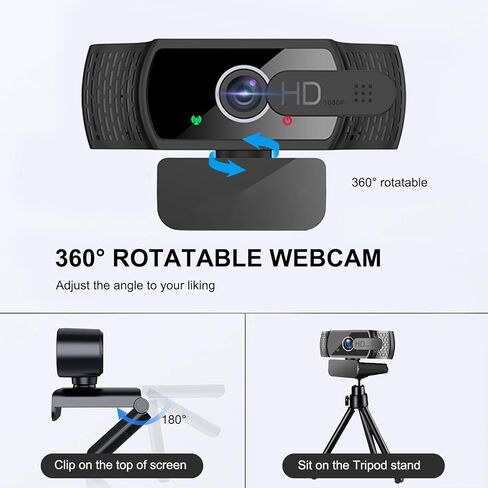 كاميرا ويب Skybess 1080P HD، كاميرا ويب للبث المباشر مع ميكروفون وغطاء للخصوصية - كاميرا ويب USB لعرض 110 درجة لمؤتمرات الفيديو التكبيرية للكمبيوتر الشخصي، والمكالمات، وSkype، وYouTube، وFacetime، وما إلى ذلك - التوصيل والتشغيل in Kuwait