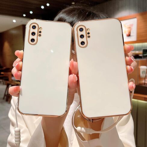 حافظة لهاتف Note 10 Plus، حافظة Galaxy Note 10 Plus للنساء مطلية بالكهرباء الفاخرة بلينغ الجمالية العصرية الجميلة، غطاء كامل للحماية من الصدمات من مادة TPU الناعمة لهاتف Samsung Note 10 Plus (أبيض) in Kuwait