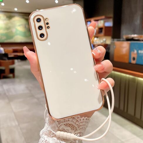 حافظة لهاتف Note 10 Plus، حافظة Galaxy Note 10 Plus للنساء مطلية بالكهرباء الفاخرة بلينغ الجمالية العصرية الجميلة، غطاء كامل للحماية من الصدمات من مادة TPU الناعمة لهاتف Samsung Note 10 Plus (أبيض) in Kuwait