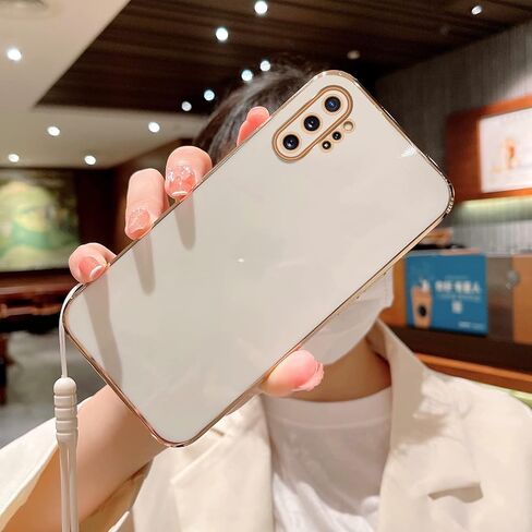 حافظة لهاتف Note 10 Plus، حافظة Galaxy Note 10 Plus للنساء مطلية بالكهرباء الفاخرة بلينغ الجمالية العصرية الجميلة، غطاء كامل للحماية من الصدمات من مادة TPU الناعمة لهاتف Samsung Note 10 Plus (أبيض) in Kuwait