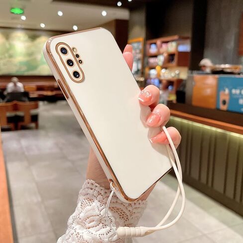 حافظة لهاتف Note 10 Plus، حافظة Galaxy Note 10 Plus للنساء مطلية بالكهرباء الفاخرة بلينغ الجمالية العصرية الجميلة، غطاء كامل للحماية من الصدمات من مادة TPU الناعمة لهاتف Samsung Note 10 Plus (أبيض) in Kuwait