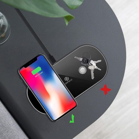 Dual Wireless Charging Mat Fast Wireless Charger iPhone Wireless Charging Pad Station Metal Qi 5 Coils 10W Large Multiple Devices Compatible with iPhone 12 11 X XS Max Samsung USB C Adapter Included in Kuwait