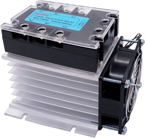 مرحل الحالة الصلبة Twidec/3 المرحلة 120DA SSR مرحل تيار مستمر إلى تيار متردد 40 أمبير 3-32VDC إلى 40-480 فولت تيار متردد + بالوعة حرارية من الألومنيوم + مروحة كهربائية MT3-120DA-SF in Kuwait