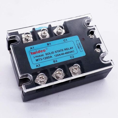 مرحل الحالة الصلبة Twidec/3 المرحلة 120DA SSR مرحل تيار مستمر إلى تيار متردد 40 أمبير 3-32VDC إلى 40-480 فولت تيار متردد + بالوعة حرارية من الألومنيوم + مروحة كهربائية MT3-120DA-SF in Kuwait