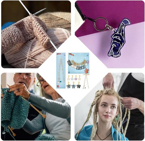 NBEADS 1 Pcs Sheep Knitting Row Counter Chains and 14 Pcs Stitch Markers, Alloy Enamel Stitch Marker for Knitting Weaving Sewing Jewelry Making Crochet Tracking in Saudi Arabia