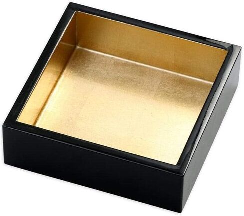 Caspari Lacquer Cocktail Napkin Holder in Black & Gold, 1 Each in Saudi Arabia