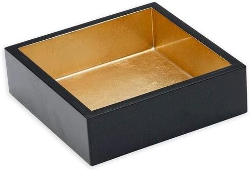 Caspari Lacquer Cocktail Napkin Holder in Black & Gold, 1 Each in Saudi Arabia