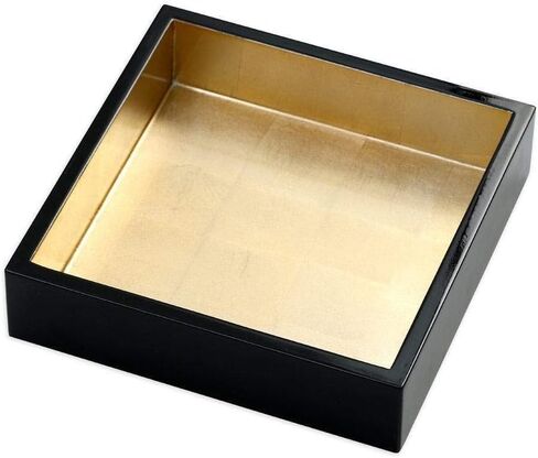 Caspari Lacquer Cocktail Napkin Holder in Black & Gold, 1 Each in Saudi Arabia