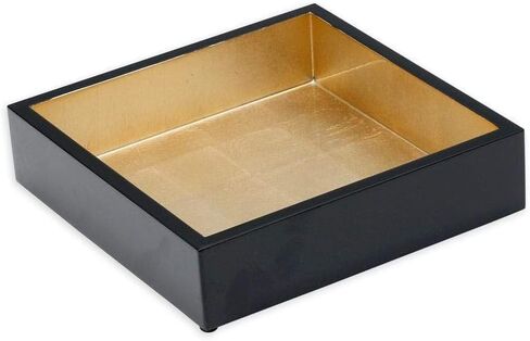 Caspari Lacquer Cocktail Napkin Holder in Black & Gold, 1 Each in Saudi Arabia