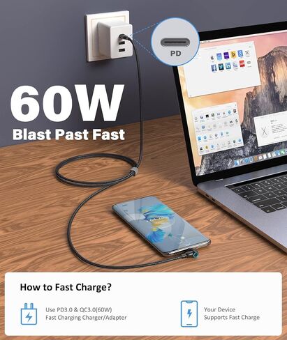 A.S 9 PIN USB Magnetic Charging Cable PD 60W [3 Pack,3ft/6ft/6ft] - Type C Magnetic Charger Fast Charging - Magnetic Phone Charger Cord - Nylon-Braided Data Syns for USB C/Micro USB/i-Product in Saudi Arabia