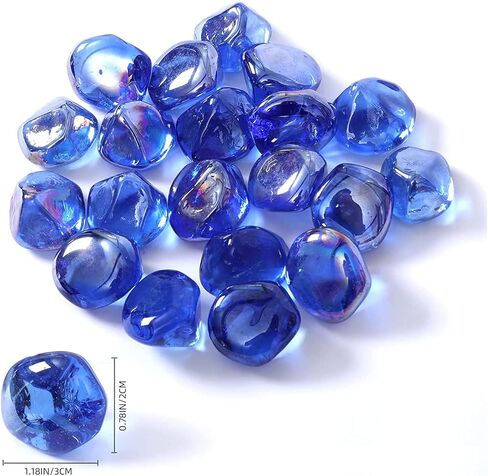 حشوات مزهرية من خرز الأحجار الكريمة الزجاجية من HUIANER، 1 رطل من حجر النار الأزرق الزجاجي لخزان الأسماك لتزيين حجر الزجاج والرخام الزجاجي (أزرق سماوي) in Kuwait