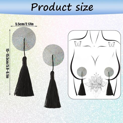 سيبا شرابة فطائر اللحم بتلات الثدي 1 زوج منصات الصدر سلسلة يغطي حمالة صدر لاصقة سيليكون الترتر الملابس الداخلية سباركلي الراين أغطية الجسم الحشو القابلة لإعادة الاستخدام تناسب النساء، الهذيان، حزب (الفضة) in Kuwait