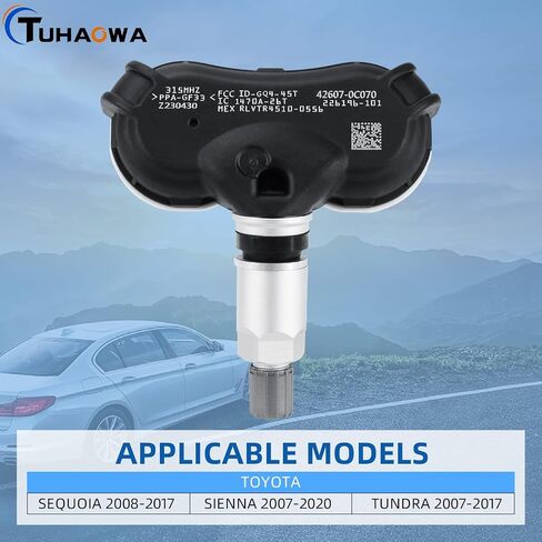 مستشعر ضغط الإطارات 42607-0C070 بديل مبرمج مسبقًا لـ 12-17 Toyota Tundra 14-20 سيكويا 4 عبوات 315 ميجاهرتز يستبدل مستشعر نظام مراقبة ضغط الإطارات # 42607-0C070 42607-08010-4Pack in Saudi Arabia