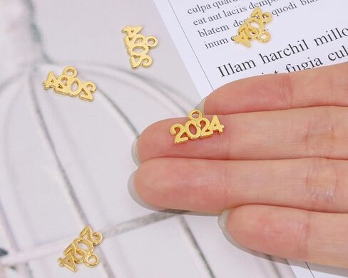 Mini 2024 Charm Beads Metal Year Letter Pendant Graduation Tassel Charms for Bracelet Earring Necklace Keychain Christmas Ornaments Jewelry Making Tags Crafting Supplies, 120PCS in Saudi Arabia