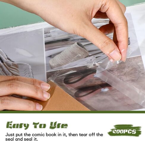 200 Count Comic Book Bag Bulk, Magazine Transparent Comic Sleeves Size 12.6 x 8.07 Inch Protector Bags Resealable Current Comic Book for Regular Comics Storage Protective Supplies in Saudi Arabia