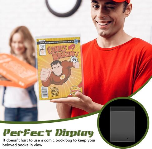 200 Count Comic Book Bag Bulk, Magazine Transparent Comic Sleeves Size 12.6 x 8.07 Inch Protector Bags Resealable Current Comic Book for Regular Comics Storage Protective Supplies in Saudi Arabia
