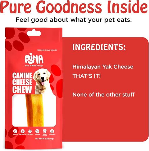 PIMA - Canine Cheese Chews, Natural Yak Chews for Dogs 55 lbs or Smaller, Lactose-Free Yak Cheese Chews, Himalayan Yak Cheese Dog Chew with Protein and Vitamin E, D and A, Large, 48-oz Bag in Saudi Arabia
