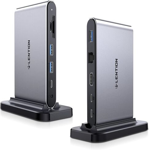 محطة إرساء LENTION USB C، 10 جيجابت في الثانية USB C ومنافذ USB A، 4K 60 هرتز HDMI، 100 واط PD، إيثرنت، قارئ بطاقات، USB 3.0، AUX، قاعدة USB C لأجهزة MacBook/Surface، المزيد، محور USB C للسائق الثابت (CB-D65، فضاء رمادي) in Kuwait