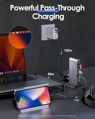 محطة إرساء LENTION USB C، 10 جيجابت في الثانية USB C ومنافذ USB A، 4K 60 هرتز HDMI، 100 واط PD، إيثرنت، قارئ بطاقات، USB 3.0، AUX، قاعدة USB C لأجهزة MacBook/Surface، المزيد، محور USB C للسائق الثابت (CB-D65، فضاء رمادي) in Kuwait