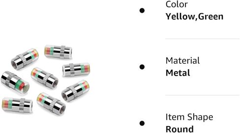 WNCGC 8Pcs 2.4Bar 35PSI Car Tire Pressure Monitor Valve Stem Caps Sensor Indicator 3 Color Eye Alert, GL-0851 in Kuwait