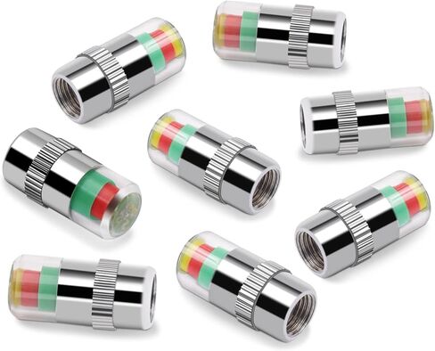 WNCGC 8Pcs 2.4Bar 35PSI Car Tire Pressure Monitor Valve Stem Caps Sensor Indicator 3 Color Eye Alert, GL-0851 in Kuwait
