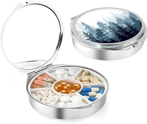 Weekly (7-Day) Pill Case, Medicine Planner, Vitamin Organizer Box, Portable Daily Pill Box with Compartments,Pocket Purse Metal Medicine Organizer Unique Gift,Black Cat in Saudi Arabia