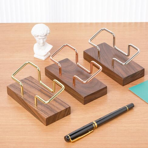 Business Card Holder for Desk, Modern Card Organizers and Office Desk Accessories for Men and Women (Walnut Golden) in Saudi Arabia