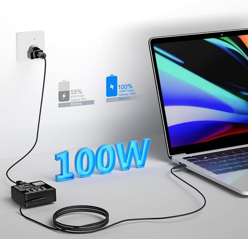 شاحن كمبيوتر محمول USB C 100 واط شاحن PD سريع 100 واط لـ Asus ROG Flow Z13 X13 ZenBook 14X 14 Mac Book Pro/Air More، M1، USB-C DC 5V-20V 3.0A-5.0A، Lenovo Asus HP Acer Samsung LG Gaming Power Supply Cord in Kuwait