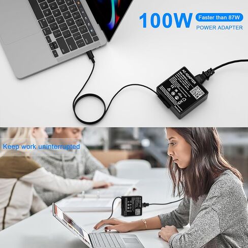 شاحن كمبيوتر محمول USB C 100 واط شاحن PD سريع 100 واط لـ Asus ROG Flow Z13 X13 ZenBook 14X 14 Mac Book Pro/Air More، M1، USB-C DC 5V-20V 3.0A-5.0A، Lenovo Asus HP Acer Samsung LG Gaming Power Supply Cord in Kuwait