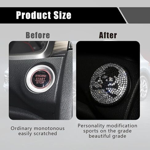 1 PC Skull Car Engine Start Stop Button Cover, Crystal Rhinestone Push Start Button Cover, Anti-Scratch Car Engine Decoration Protective Sticker, Universal for Most Cars, Trucks (Multicolored) in Saudi Arabia