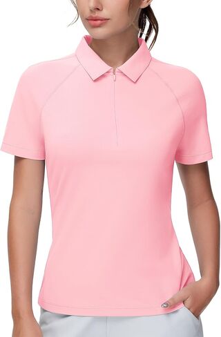 THE GYM PEOPLE Women's Slim Fit Polo Shirts Zip Up Lightweight Quick Dry Collared Golf Workout Tee Tops in Saudi Arabia