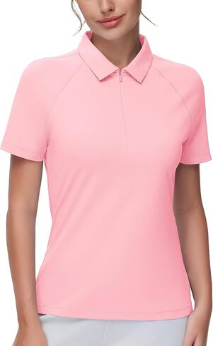 THE GYM PEOPLE Women's Slim Fit Polo Shirts Zip Up Lightweight Quick Dry Collared Golf Workout Tee Tops in Saudi Arabia