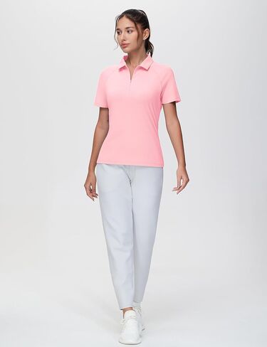 THE GYM PEOPLE Women's Slim Fit Polo Shirts Zip Up Lightweight Quick Dry Collared Golf Workout Tee Tops in Saudi Arabia