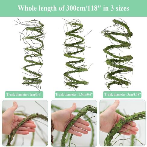300 سم / 118 بوصة فروع شجرة اصطناعية خضراء كبيرة مرنة جذع شجرة وهمية إكليل الروطان إكليل الكرز زهر العنب زهور للتعليق على الحائط الباب الأمامي ديكور مسكن الزواحف in Kuwait