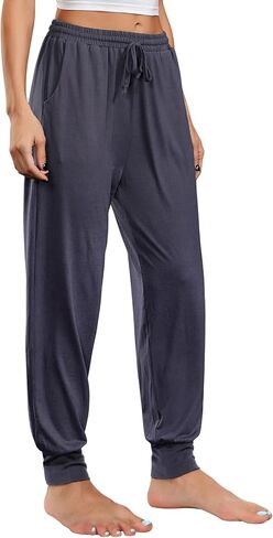 سراويل الركض النسائية مع جيوب، سراويل رياضية للتمرين، سراويل جري عالية الخصر، سراويل رياضية للسيدات، رمادي أزرق S in Kuwait