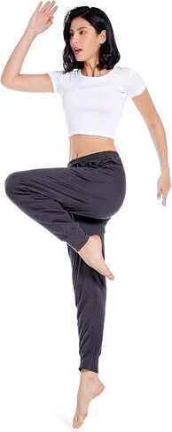 سراويل الركض النسائية مع جيوب، سراويل رياضية للتمرين، سراويل جري عالية الخصر، سراويل رياضية للسيدات، رمادي أزرق S in Kuwait