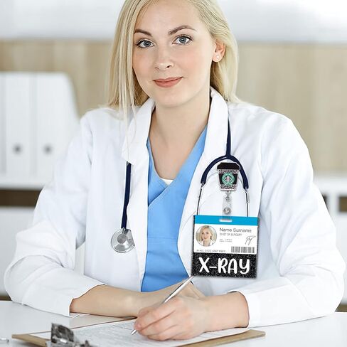 Plifal X-RAY شارة حامل بطاقة الأصدقاء ممرضة التمريض الملحقات بريق أسود أفقي معرف اسم تحديد العلامات ممرضة هدايا العمل in Saudi Arabia