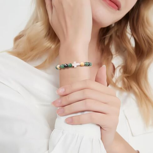 Cross Bracelet for Women Christian Gifts Colorful Imperial Stone Catholic Religious Jewelry Mothers Day Birthday Christmas Gifts for Women Mother Daughter Sister Girlfriend Grandma Wife in Saudi Arabia