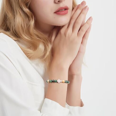 Cross Bracelet for Women Christian Gifts Colorful Imperial Stone Catholic Religious Jewelry Mothers Day Birthday Christmas Gifts for Women Mother Daughter Sister Girlfriend Grandma Wife in Saudi Arabia