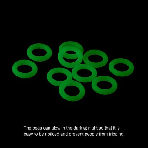 MECCANIXITY Tent Stakes Silicone O-Rings Glow in The Dark 15mm OD 3mm Width, Fluorescent Camping Tents Nail Accessory, Green Pack of 100 in Saudi Arabia