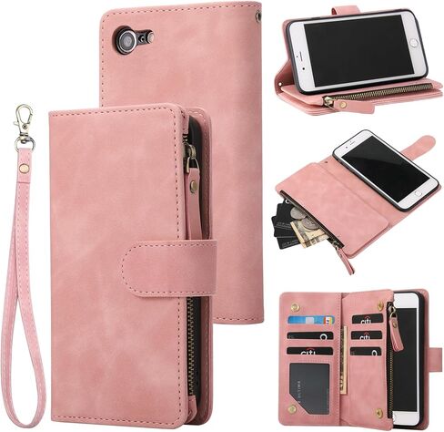 RANYOK Wallet Case Compatible with iPhone SE 2022 5G, iPhone 7/8/SE 2020 (4.7 inch), RFID Blocking PU Leather Flip Folio with Wrist Strap [Kickstand] Protective Case for iPhone 7/8/SE 2/SE 3 -Blue in Kuwait