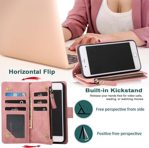 RANYOK Wallet Case Compatible with iPhone SE 2022 5G, iPhone 7/8/SE 2020 (4.7 inch), RFID Blocking PU Leather Flip Folio with Wrist Strap [Kickstand] Protective Case for iPhone 7/8/SE 2/SE 3 -Blue in Kuwait