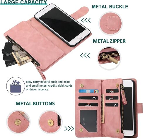 RANYOK Wallet Case Compatible with iPhone SE 2022 5G, iPhone 7/8/SE 2020 (4.7 inch), RFID Blocking PU Leather Flip Folio with Wrist Strap [Kickstand] Protective Case for iPhone 7/8/SE 2/SE 3 -Blue in Kuwait