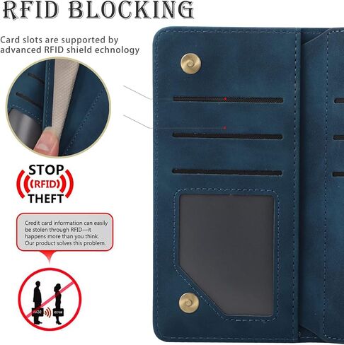 RANYOK Wallet Case Compatible with iPhone SE 2022 5G, iPhone 7/8/SE 2020 (4.7 inch), RFID Blocking PU Leather Flip Folio with Wrist Strap [Kickstand] Protective Case for iPhone 7/8/SE 2/SE 3 -Blue in Kuwait