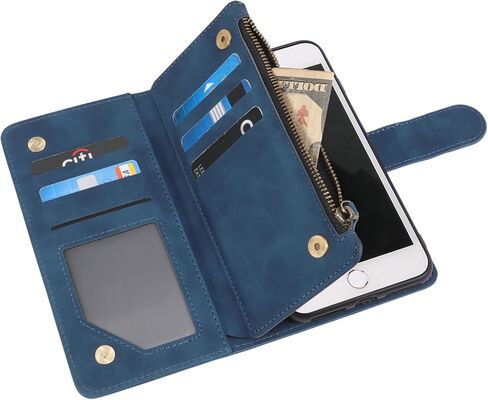 RANYOK Wallet Case Compatible with iPhone SE 2022 5G, iPhone 7/8/SE 2020 (4.7 inch), RFID Blocking PU Leather Flip Folio with Wrist Strap [Kickstand] Protective Case for iPhone 7/8/SE 2/SE 3 -Blue in Kuwait