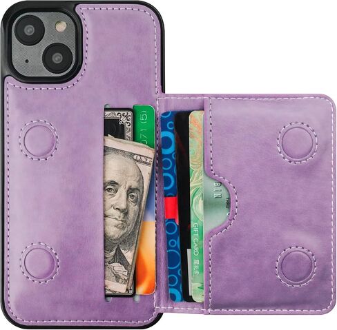 KIHUWEY for iPhone 14 Wallet Case Credit Card Holder Leather, Black in Kuwait