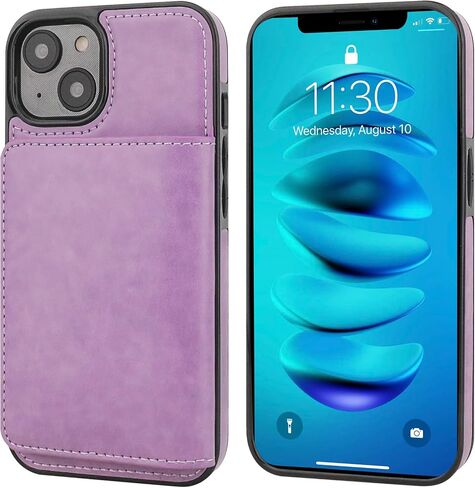 KIHUWEY for iPhone 14 Wallet Case Credit Card Holder Leather, Black in Kuwait