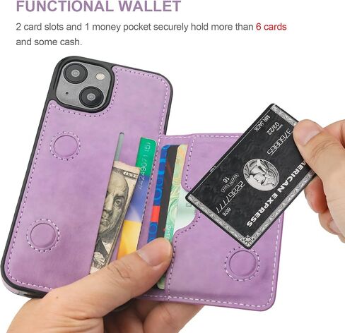 KIHUWEY for iPhone 14 Wallet Case Credit Card Holder Leather, Black in Kuwait